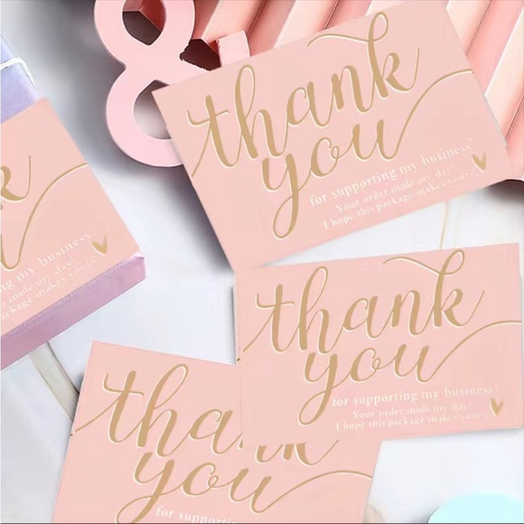 50 Cards Thank You Card Pink & Gold Exquisite Card - Picture 3 of 4